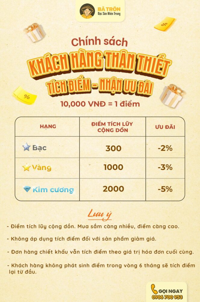 Chính sách khách hàng thân thiết Bà Tròn